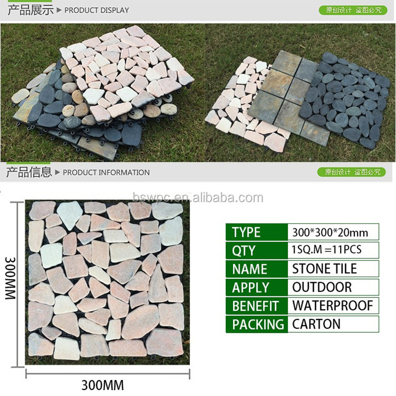 Udendørs Stone Pebble Garden Sammenlåsende Stone Deck Fliser
